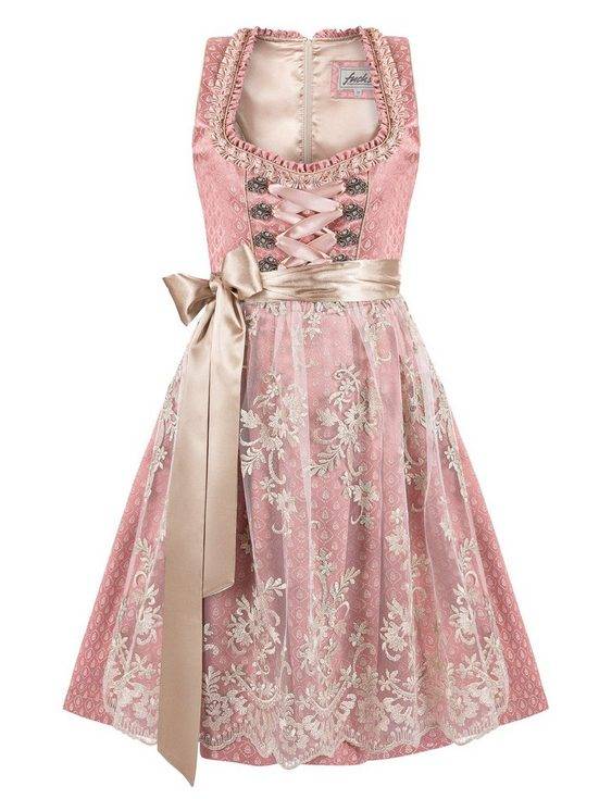 TRACHTEN24.DE Dirndl Midi Dirndl Sabine rose (2-tlg) Rockteil 60cm mehr