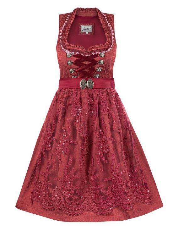 TRACHTEN24.DE Dirndl Midi Dirndl Minni beere (2-tlg) Rockteil 60cm mehr