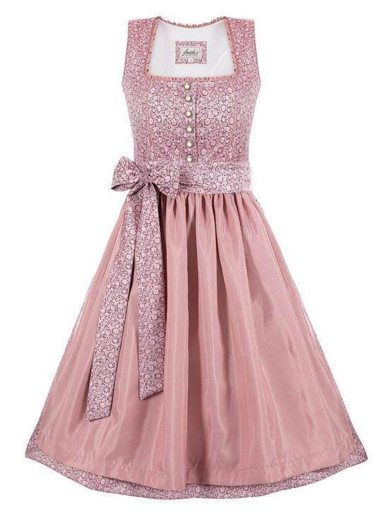 TRACHTEN24.DE Dirndl Midi Dirndl Babsi rosa (2-tlg) Rockteil 65cm mehr Vatertagsangebot
