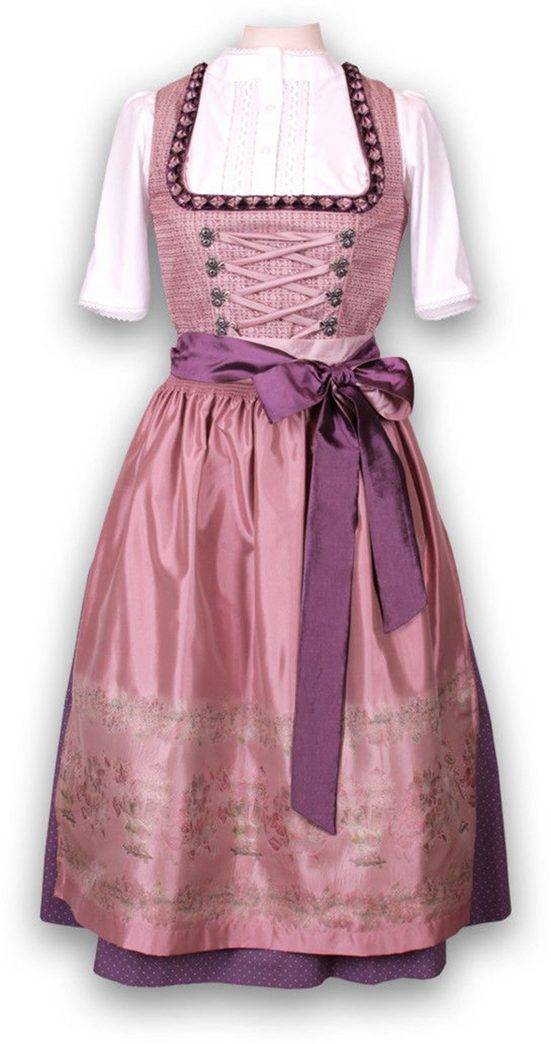 PEZZO D'ORO Dirndl Wiesndirndl beerefarben Midilänge 70 cm (2 - teilig,Kleid mit Schürze ohne Bluse) wird nachhaltig in Europa gefertigt mehr Zeitlich begrenztes Angebot
