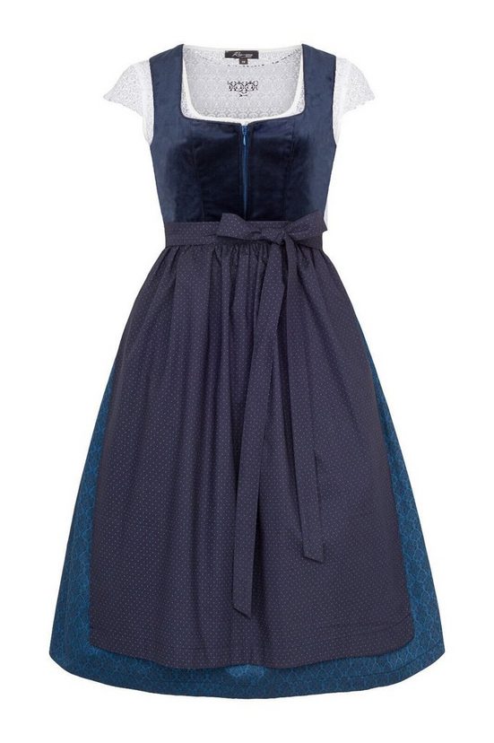 RAMONA LIPPERT Dirndl Samy blau Samtdirndl Kleid und Schürze Rocklänge 65 cm mehr