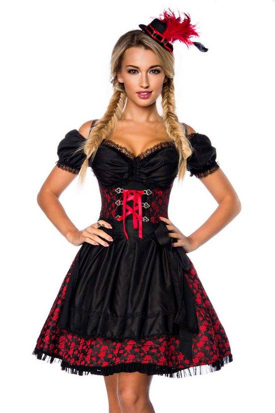 DIRNDLINE Dirndl Dirndl Kleid Oktoberfest Tracht Wiesn Wasn Bayern Outfit Volksfest 3-tlg mehr