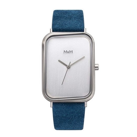M&M Quarzuhr Armbanduhr Damen Leder Dancing Square (1-tlg), Analoguhr eckig mit Lederarmband, Designer Uhr mehr