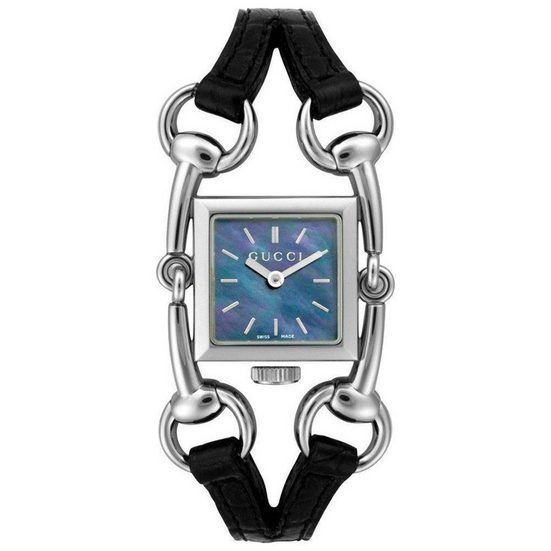GUCCI Quarzuhr YA116503 Horsebit-Design, Lederarmband, Edelstahlgehäuse mehr