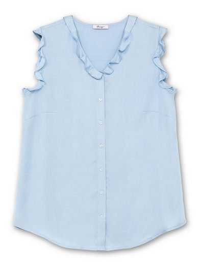 SHEEGO Rüschenbluse Große Größen in ärmelloser Form mit Volants mehr Top Angebot