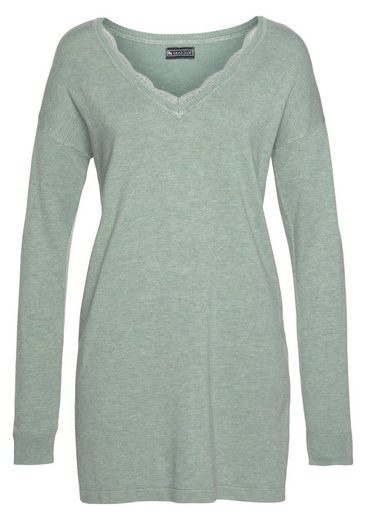 LAURA SCOTT Strickpullover mit Spitzen am Ausschnitt mehr Blitzangebot