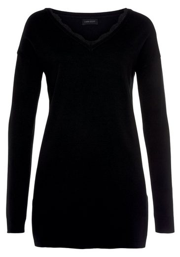 LAURA SCOTT Strickpullover mit Spitzen am Ausschnitt mehr Blitzangebot