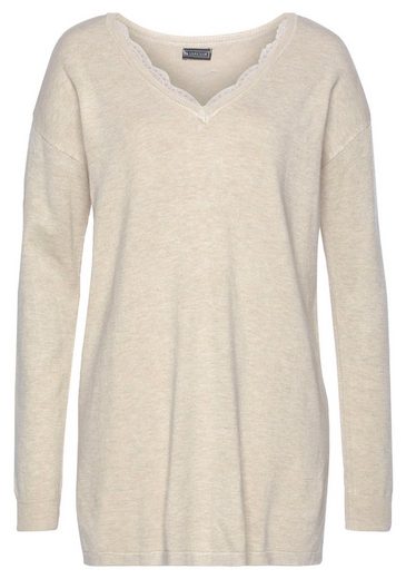 LAURA SCOTT Strickpullover mit Spitzen am Ausschnitt mehr