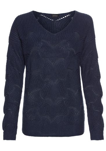 LAURA SCOTT V-Ausschnitt-Pullover mit modischem Strickmuster - NEUE FARBEN mehr