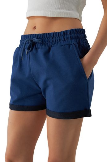 SMITH & SOLO Sweatshorts Kurze Hose Damen Shorts (1-tlg) Lycra, Baumwolle, umschlagene Beinsaum mehr Bis zu 65% Rabatt
