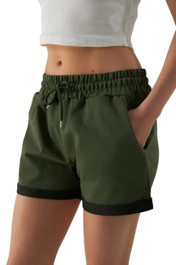 SMITH & SOLO Sweatshorts Kurze Hose Damen Shorts (1-tlg) Lycra, Baumwolle, umschlagene Beinsaum mehr Nur für heute