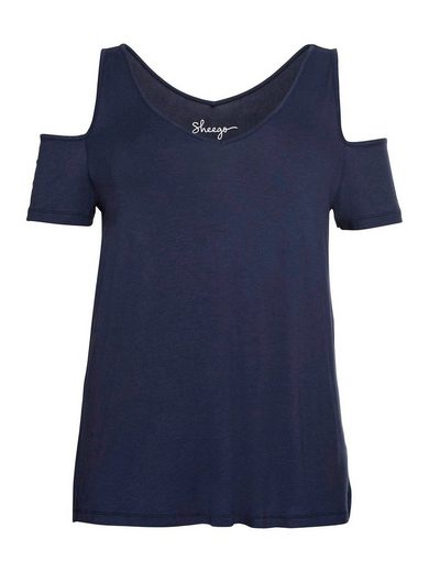 SHEEGO T-Shirt Große Größen mit V-Ausschnitt, im schulterfreien Look mehr