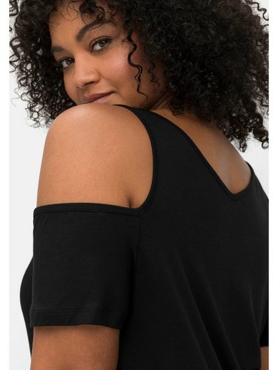SHEEGO T-Shirt Große Größen mit V-Ausschnitt, im schulterfreien Look mehr Im Verkauf