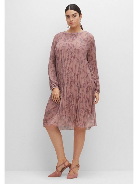 SHEEGO Chiffonkleid Große Größen mit Plisseefalten, blickdicht gefüttert mehr Auslauf