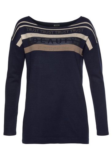 LAURA SCOTT Strickpullover in Streifen-Design mit Glitzersteinen mehr Großer Ausverkauf