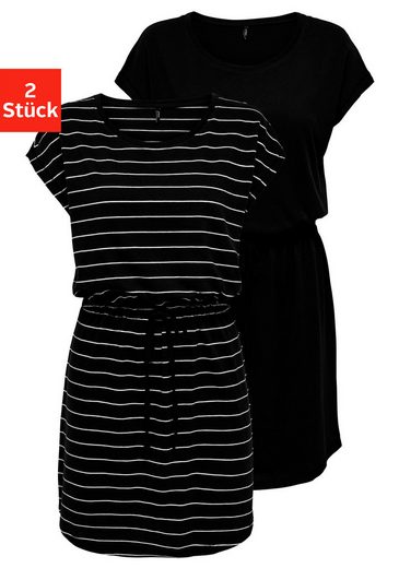 ONLY Shirtkleid ONLMAY LIFE S/S DRESS 2 PACK CS JRS (2er-Pack) flexibel taillierbar für individuelle Passform mehr Zeitbegrenzte Promotion