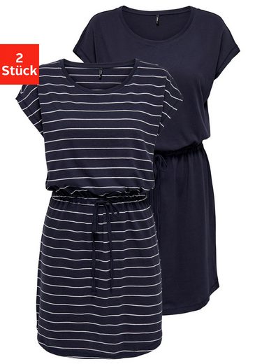 ONLY Shirtkleid ONLMAY LIFE S/S DRESS 2 PACK CS JRS (2er-Pack) flexibel taillierbar für individuelle Passform mehr Zeitbegrenzte Promotion