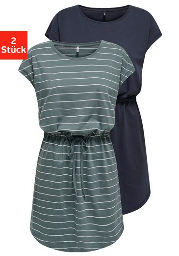 ONLY Shirtkleid ONLMAY LIFE S/S DRESS 2 PACK CS JRS (2er-Pack) flexibel taillierbar für individuelle Passform mehr Zeitbegrenzte Promotion