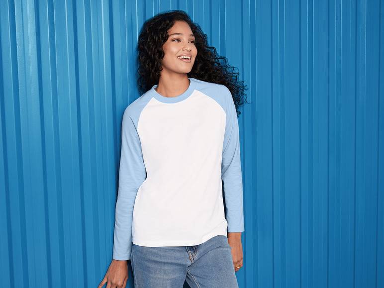 esmara® Damen Langarmshirt aus reiner Baumwolle Weihnachtsangebot