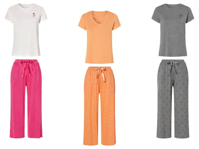 esmara® Damen Pyjama in moderner 7/8-Culotte-Passform