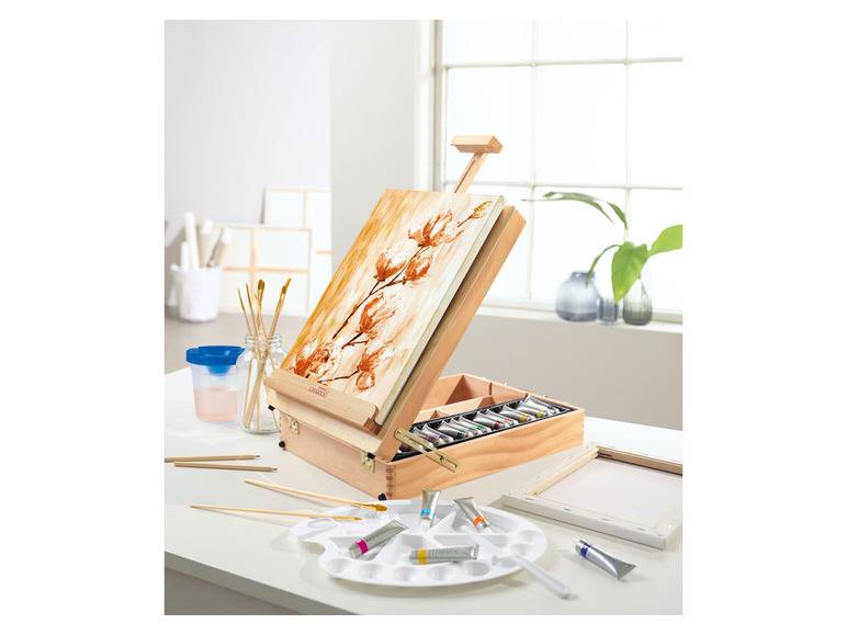 crelando® Koffer-Tischstaffelei, 52-teilig Discount Store für neue Produkte