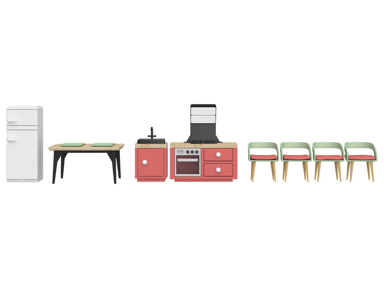 Playtive Puppenhaus-Möbel / Biegepuppen, aus Echtholz und robustem Kunststoff Fabrik Onlineshop