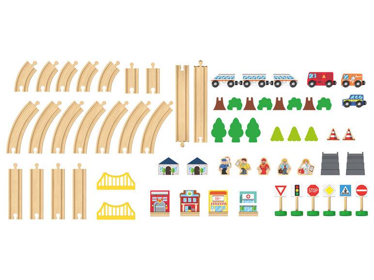 Playtive Holzeisenbahn-Set Stadt / Bauernhof, 57-teilig Online Shopping