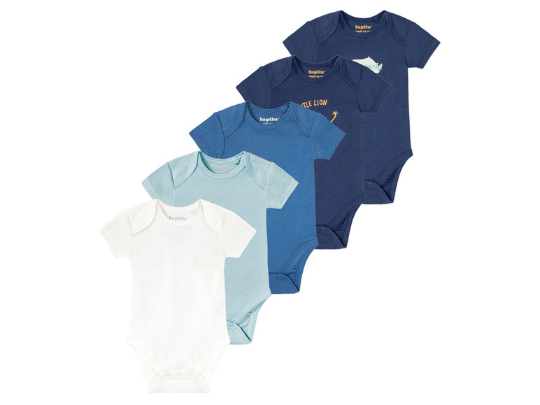 lupilu® Baby Body, 5er Set, kurzarm, reine Bio-Baumwolle Saisonschlussverkauf