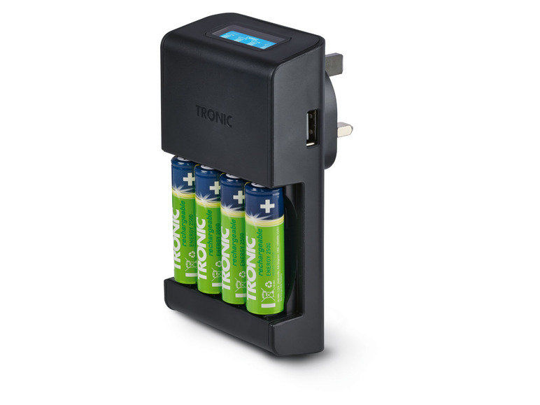 TRONIC® Akku Ladegerät mit LCD Ladeanzeige Sonderangebot der Fabrik