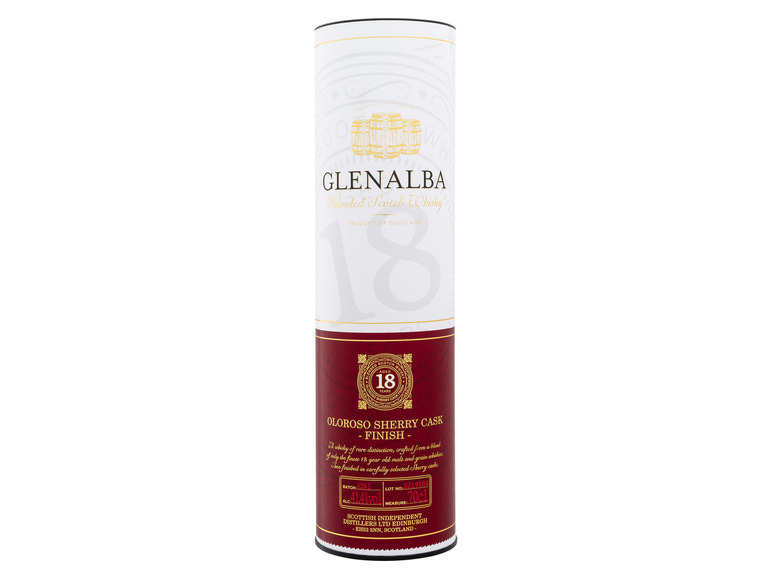Glenalba Blended Scotch Whisky 18 Jahre Sherry Cask Finish mit Geschenkbox 41,4% Vol Blitzangebot