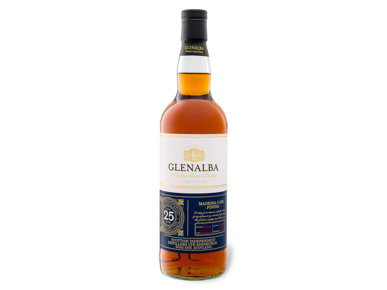Glenalba Blended Scotch Whisky 25 Jahre Madeira Cask Finish mit Geschenkbox 41,4% Vol Kauf eins, bekomm eins gratis