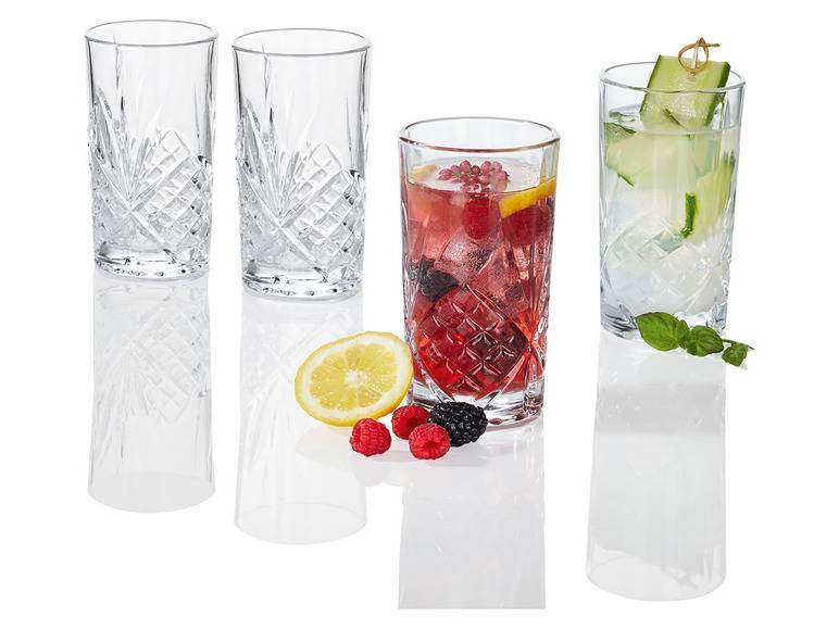 ERNESTO® Kristall-Whiskey- /Longdrinkgläser, 4er-Set Begrenzte Freigabe