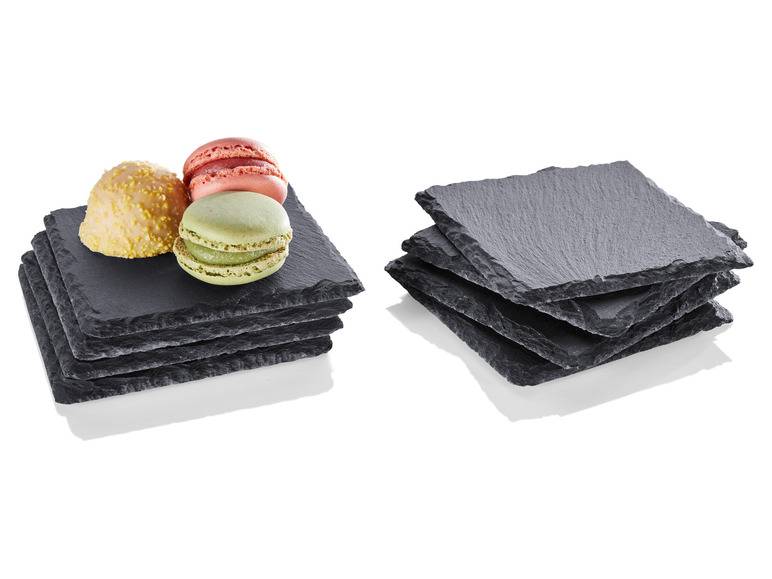 LIVARNO home Schiefer-Servierplatten / Schiefer-Untersetzer, mit Antirutsch-Füßen zollfrei