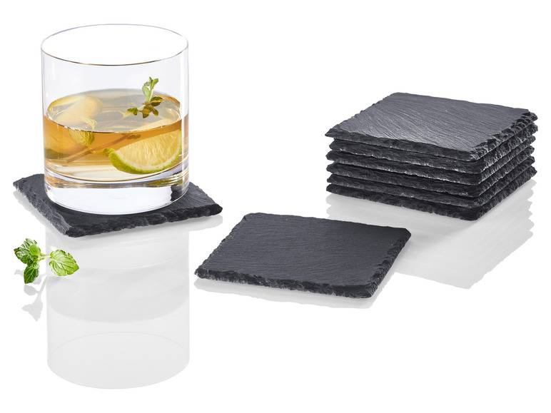 LIVARNO home Schiefer-Servierplatten / Schiefer-Untersetzer, mit Antirutsch-Füßen zollfrei