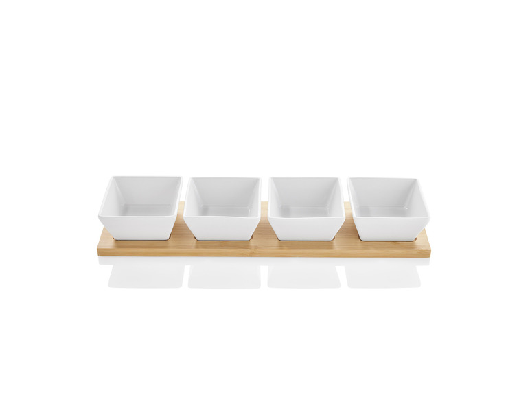 ERNESTO® Dipschalen-Set, mit praktischem Bambus-Serviertablett