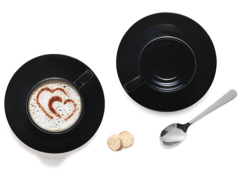 ERNESTO® 2er Set Tassen mit Untertasse, aus hochwertigem Porzellan Begrenzte Freigabe