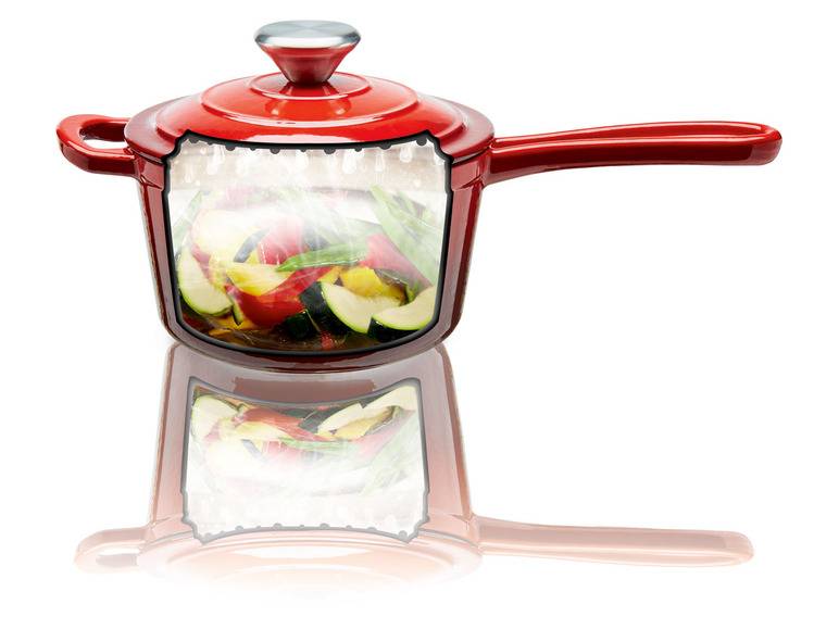 ERNESTO® Stielkasserolle Gusseisen emailliert, 1,5L Kostenloser Versand