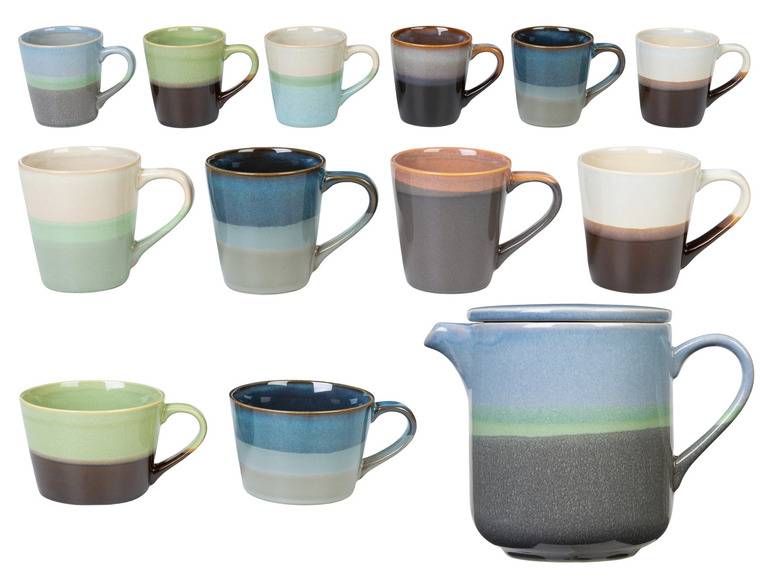 LIVARNO home Kaffeetassen Set / Kaffeekanne, aus glasiertem Steingut Flash Sale