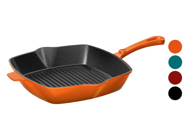 ERNESTO® Gusseisen-Grillpfanne, 24,5 x 24,5 cm, gerillt