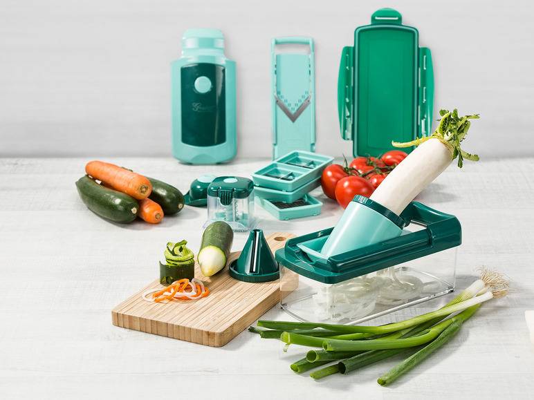 Genius Nicer Dicer »Fusion Smart«, 16-teilig, 1,25 l Auffangbehälter, Klingen aus Edelstahl Bis zu 50% Rabatt