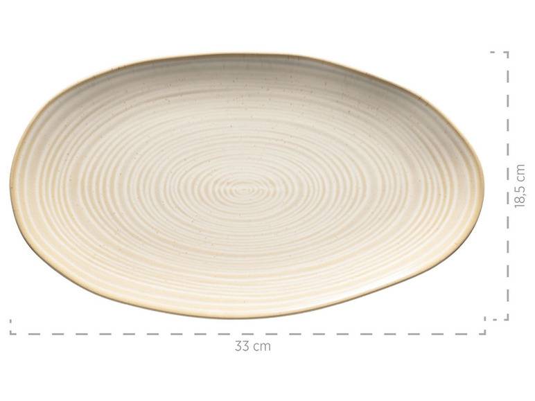 MÄSER Serie Nottingham, Set aus 3 Servierplatten, Servierteller in 3 Größen im Vintage-Look, Beige, Steinzeug Kauf eins, bekomm eins gratis