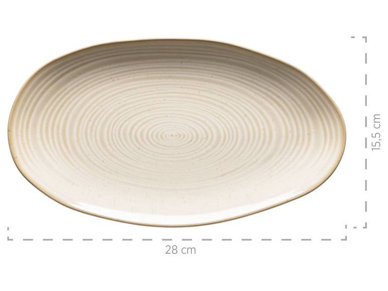 MÄSER Serie Nottingham, Set aus 3 Servierplatten, Servierteller in 3 Größen im Vintage-Look, Beige, Steinzeug Kauf eins, bekomm eins gratis