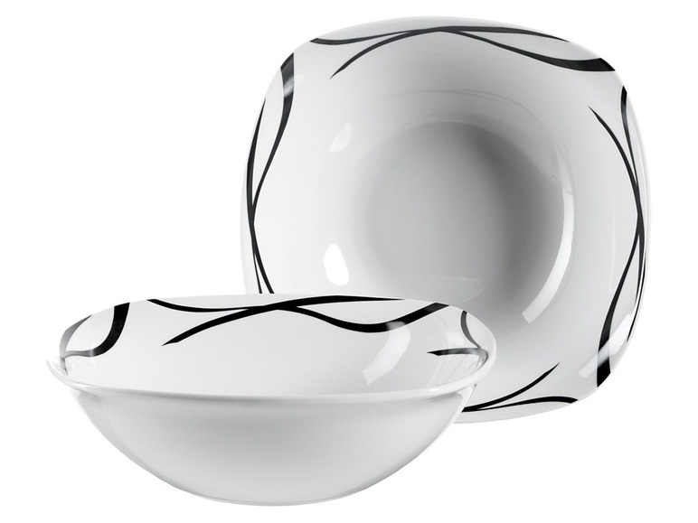 MÄSER Serie Oslo, Obstschale oder Salatschüssel 2er-Set, klassisch, zeitlos, elegant, Porzellan, schwarz-weiß