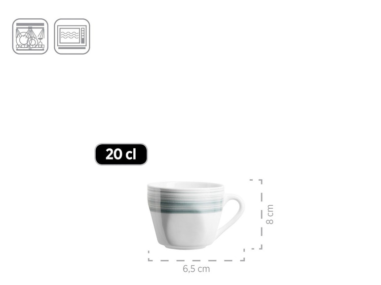 MÄSER Serie Enni, Kombiservice 30 teilig, weißes Geschirr-Set mit blauem Muster, Teller, Kaffeetasse, Dessertteller für 6 Personen Letzte 2 Tage