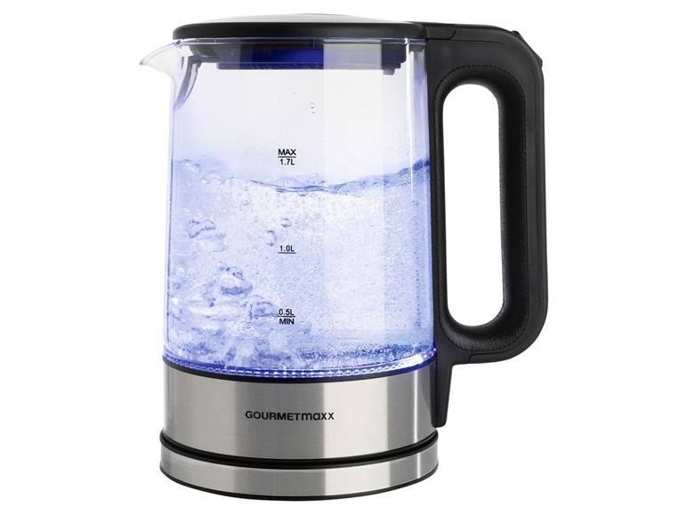 GOURMETmaxx Glas-Wasserkocher, 1,7 l, kabellos, LED Discount Store für neue Produkte