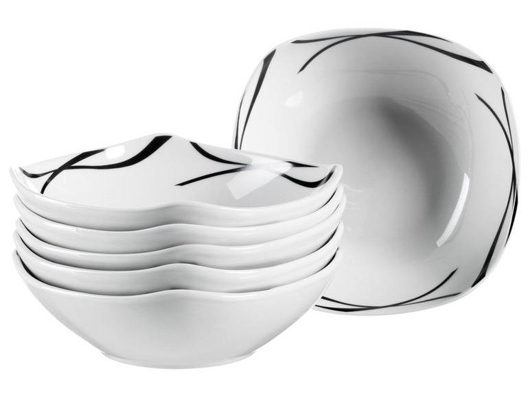 MÄSER Serie Oslo, Müslischalen 6er-Set, Müslischüsseln, klassisch, zeitlos, elegant, Porzellan, schwarz-weiß