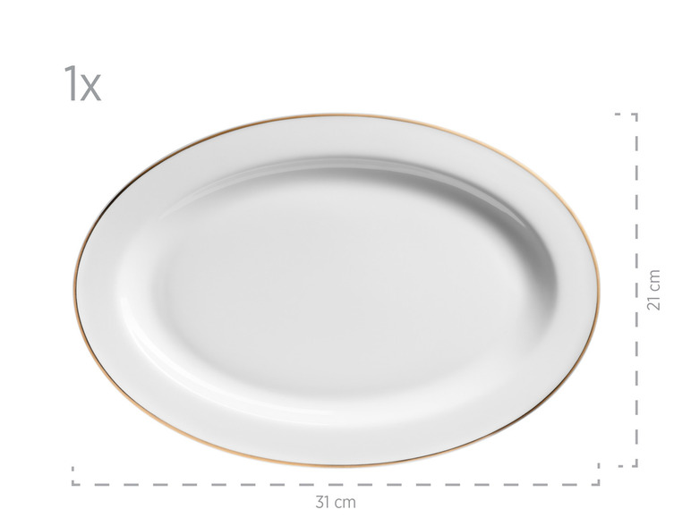 MÄSER Serie Professional Dining, Zubehör Set aus Müslischalen, Eierbechern, Schüsseln, Zuckerdose, Milchkännchen, Dipschälchen und Servierplatten, 24-teilig, Weiß mit Goldrand Limitierter Zeitrabatt