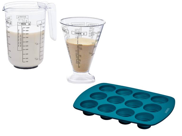 Coox Silikon-Muffinform + ERNESTO® Messbecher-Set, 2-teilig Schlussverkauf