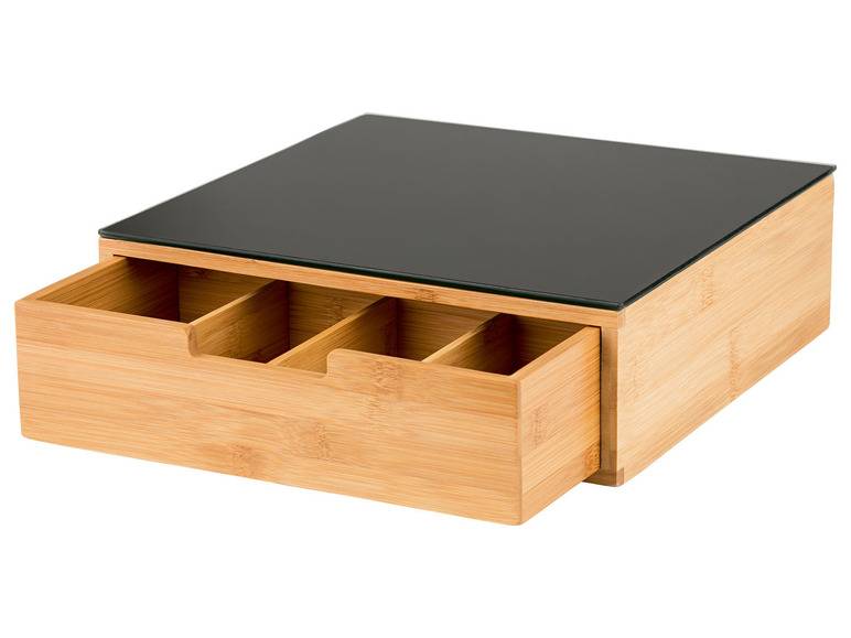 ERNESTO® Bambus Schubladen-Box, mit Glas-Oberseite