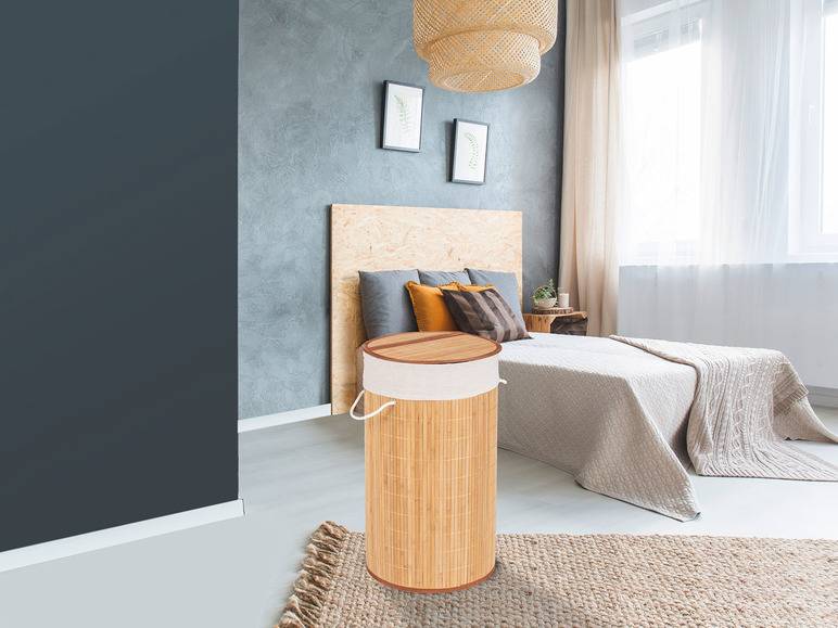 Wenko Wäschetruhe »Bamboo«, 55 l Fassungsvermögen, mit Baumwoll-Wäschesack, aus Bambus Weihnachtsangebot